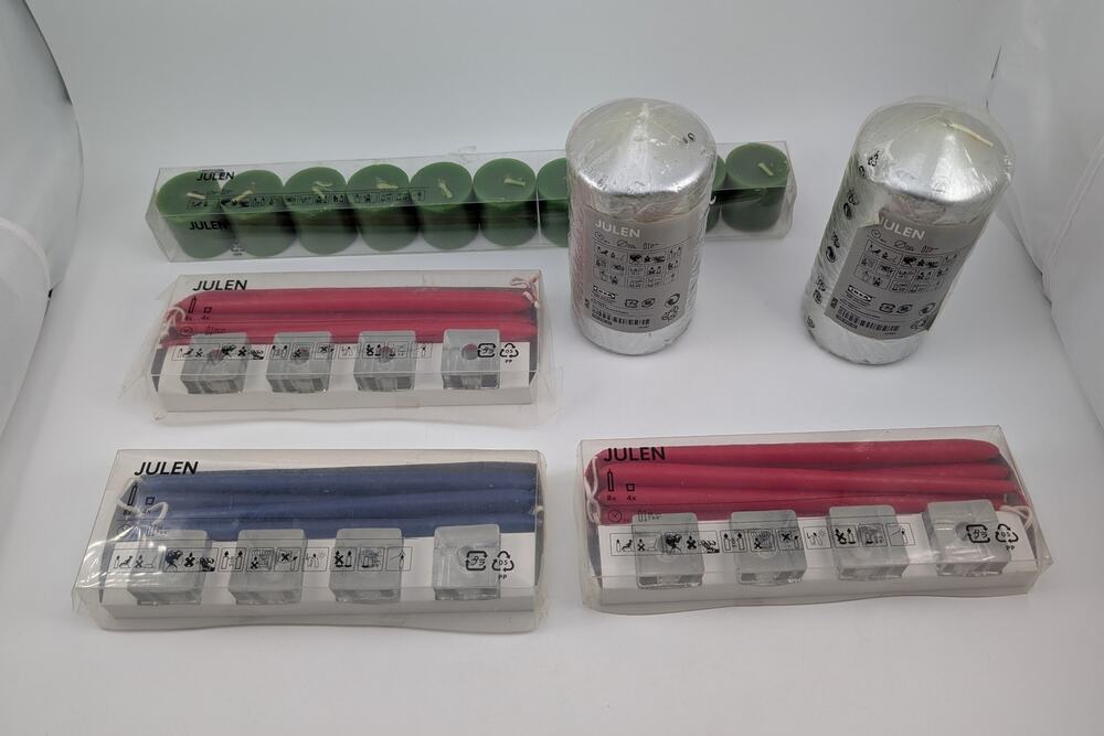 Large Lot of Assorted IKEA Julen Candles and Candle Holders - Various Sizes